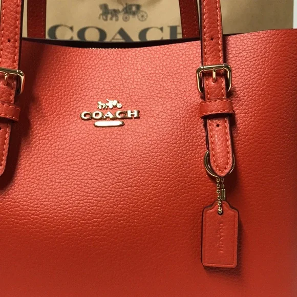 NWT COACH Im/Mango/Wine Leather Tote Bag - Picture 5 of 9